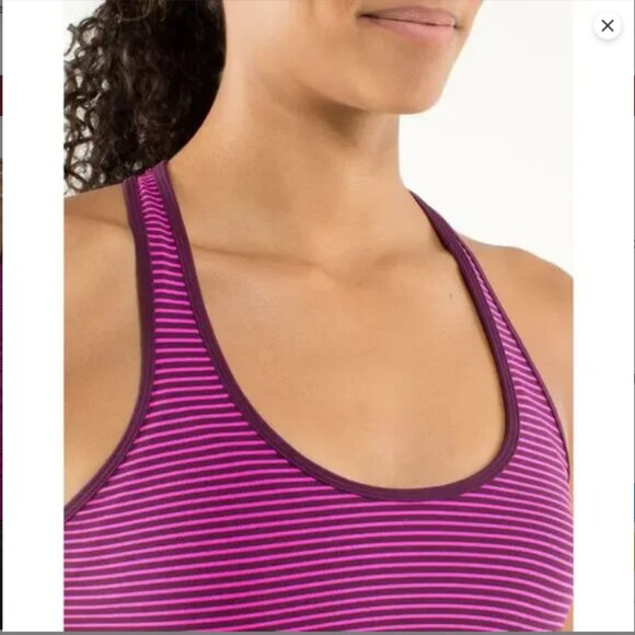 Lululemon Cool Racerback Hyper Stripe Raspberry Glo Light/Plum Size? S-M Women's - Picture 4 of 9